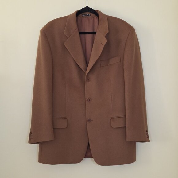 Dalcos Lanificio Fratelli Bacci Jacket Men IT 54 US 44 Brown Wool Cashmere 3B LS - Picture 1 of 16